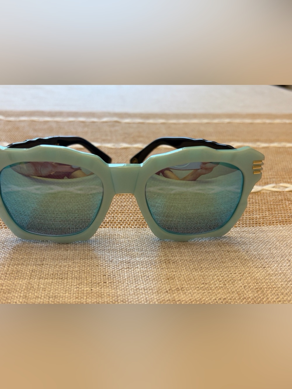 HACHill Fabulous Scalloped Acetate Frame Sunglasses with Mirrored Lenses